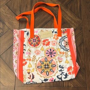 Ramy Brook Vibrant Orange and Pink Tote Bag